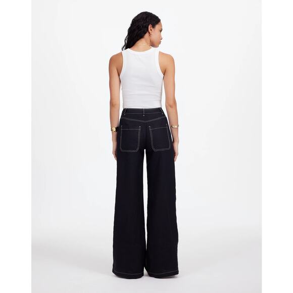 NWT Madewell The Zoe Relaxed Wide Pant in 100% Linen Size 0 - Picture 2 of 8